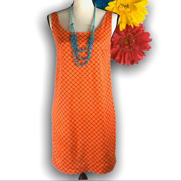 Vintage Inspired Tangerine Mod Print Dress - Picture 1 of 7